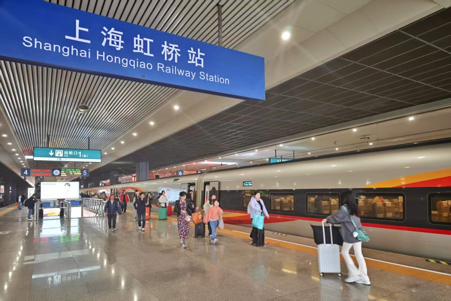 China high speed train departing station
