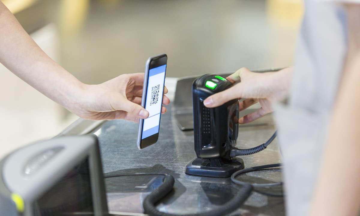 Smartphone showing QR code payment interface